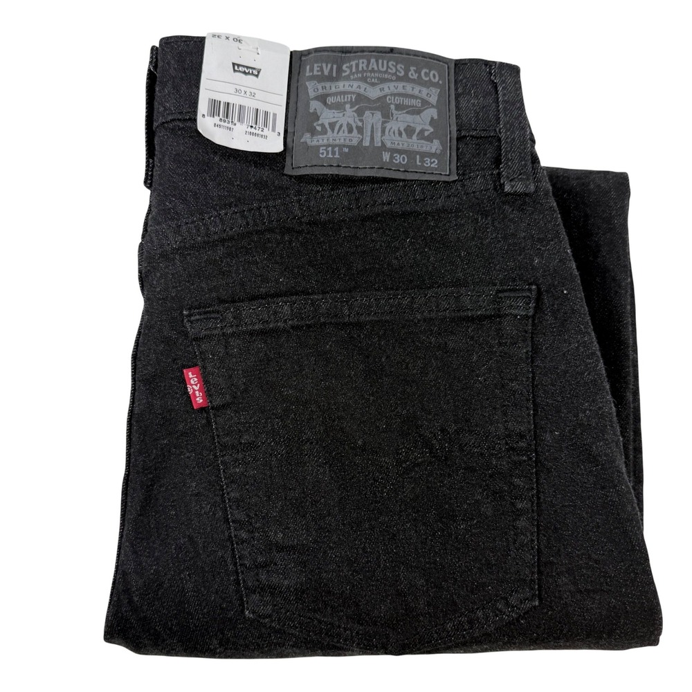 Levis 511 Slim Fit Jeans Mens 30x32 Charcoal Black Stretch Denim 04511-1907 NWT